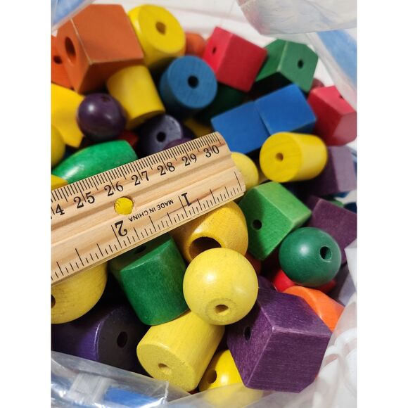Chunky Wooden Beads – Colorful Craft Set | Learning to String | DIY Jewelry - Picture 4 of 4